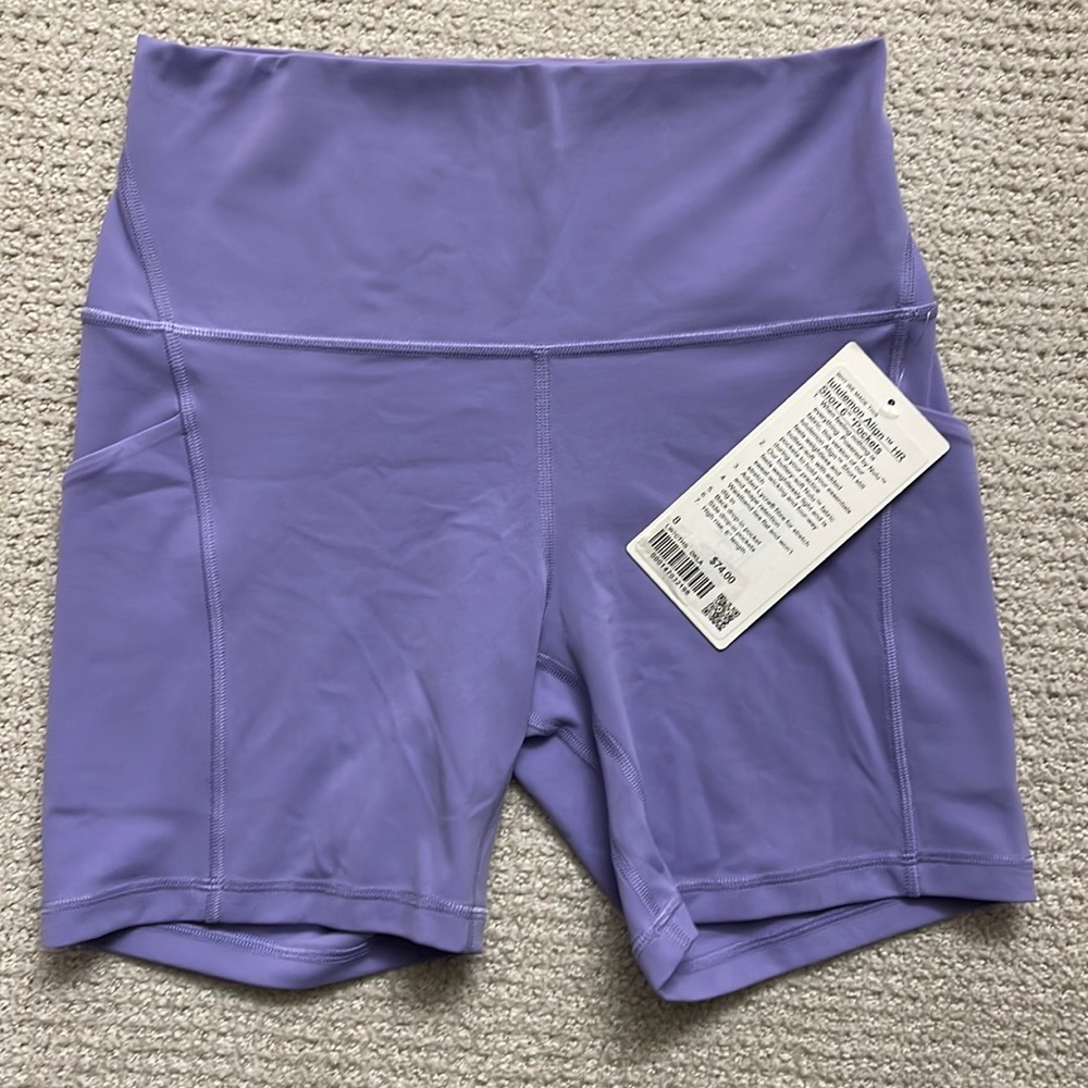 NWT lululemon Align HR Shorts 6" with Pockets, Lilic Light Purple